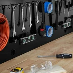 Husky 6 ft. Solid Wood Top Workbench in Black with Pegboard and 2 Drawers 10 Husky 6 ft. Solid Wood Top Workbench in Black with Pegboard and 2 Drawers -Tools Sales husky workbenches g7202s us a0 1000