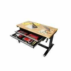 Husky 46 in. Adjustable Height Work Table with 2-Drawers in Black -Tools Sales husky workbenches holt4602b12 40 1000