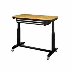 Husky 46 in. Adjustable Height Work Table with 2-Drawers in Black -Tools Sales husky workbenches holt4602b12 4f 1000
