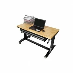 Husky 46 in. Adjustable Height Work Table with 2-Drawers in Black -Tools Sales husky workbenches holt4602b12 77 1000