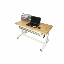 Husky 46 in. Adjustable Height Work Table with 2-Drawers in White -Tools Sales husky workbenches holt4602bj2 c3 1000