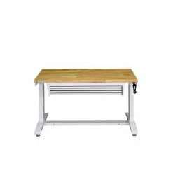 Husky 46 in. Adjustable Height Work Table with 2-Drawers in White -Tools Sales husky workbenches holt4602bj2 fa 1000