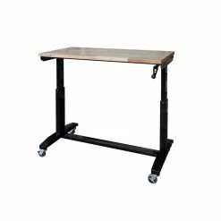 Husky 46 in. W x 24 in. D Steel Adjustable Height Solid Wood Top Workbench Table in Black -Tools Sales husky workbenches holt46xdb12 1f 1000