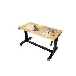 Husky 46 in. W x 24 in. D Steel Adjustable Height Solid Wood Top Workbench Table in Black -Tools Sales husky workbenches holt46xdb12 40 1000
