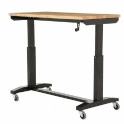 Husky 46 in. W x 24 in. D Steel Adjustable Height Solid Wood Top Workbench Table in Black -Tools Sales husky workbenches holt46xdb12 66 1000