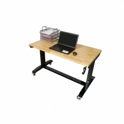 Husky 46 in. W x 24 in. D Steel Adjustable Height Solid Wood Top Workbench Table in Black -Tools Sales husky workbenches holt46xdb12 c3 1000