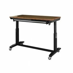 Husky 52 in.W x 24 in. D Steel 1-Drawer Adjustable Height Workbench with Dark Stained Wood Top in Gloss Black 23 Husky 52 in.W x 24 in. D Steel 1-Drawer Adjustable Height Workbench with Dark Stained Wood Top in Gloss Black -Tools Sales husky workbenches holt5201b11 4f 1000