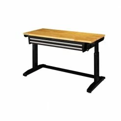Husky 52 in. Adjustable Height Work Table with 2-Drawers in Black -Tools Sales husky workbenches holt5202b12 1f 1000