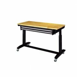 Husky 52 in. Adjustable Height Work Table with 2-Drawers in Black -Tools Sales husky workbenches holt5202b12 4f 1000