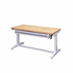 Husky 52 in. Adjustable Height Workbench Table with 2-Drawers in White -Tools Sales husky workbenches holt5202bj1 4f 1000