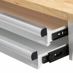 Husky 52 in. W x 24 in. D Steel 2-Drawer Adjustable Height Solid Wood Top Workbench Table in White -Tools Sales husky workbenches holt5202bj2 31 1000