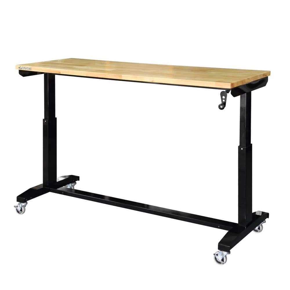 Husky Two Pack 52 in. and 62 in. Adjustable Height Work Tables with Solid Wood Tops in Black 6 Husky Two Pack 52 in. and 62 in. Adjustable Height Work Tables with Solid Wood Tops in Black - Image 4