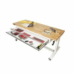 Husky 62 in. Adjustable Height Work with 2-Drawers Table in White -Tools Sales husky workbenches holt6202bj2 1d 1000