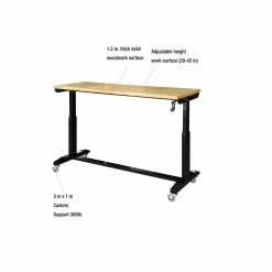 Husky 62 in. W x 24 in. D Adjustable Height Solid Wood Top Workbench Table in Black 19 Husky 62 in. W x 24 in. D Adjustable Height Solid Wood Top Workbench Table in Black -Tools Sales husky workbenches holt62xdb12 1d 1000