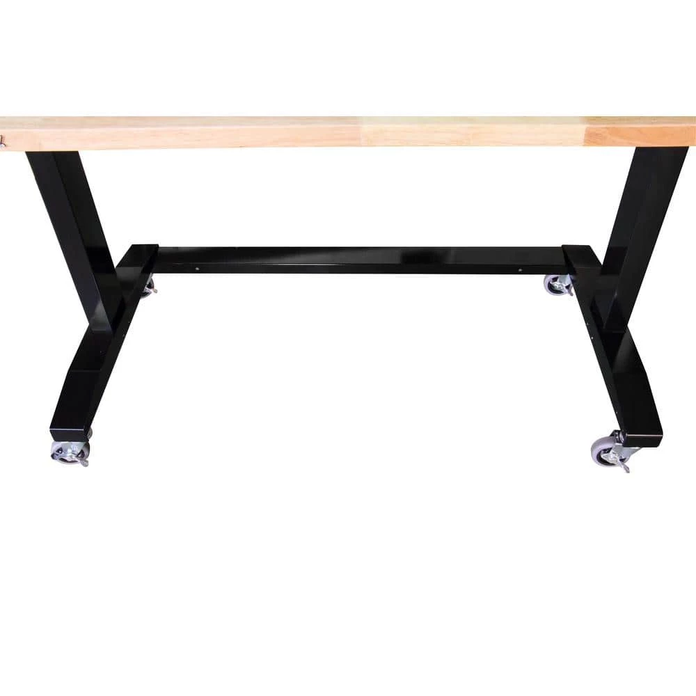 Husky 62 in. W x 24 in. D Adjustable Height Solid Wood Top Workbench Table in Black 11 Husky 62 in. W x 24 in. D Adjustable Height Solid Wood Top Workbench Table in Black - Image 9