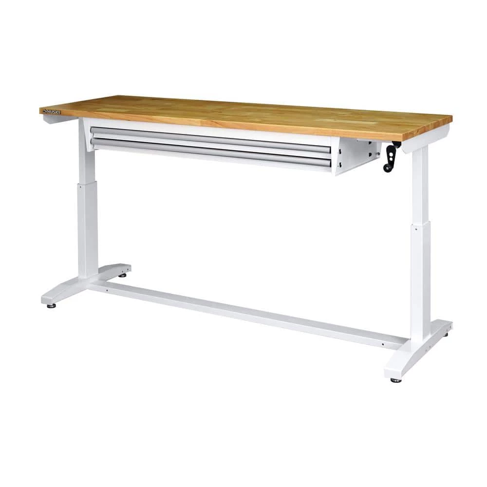 Husky 72 in. 2-Drawers Adjustable Height Work Table in White 7 Husky 72 in. 2-Drawers Adjustable Height Work Table in White - Image 5