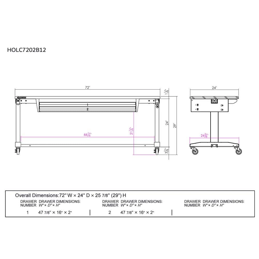Husky 72 in. 2-Drawers Adjustable Height Work Table in White 5 Husky 72 in. 2-Drawers Adjustable Height Work Table in White - Image 3