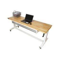 Husky 72 in. 2-Drawers Adjustable Height Work Table in White 22 Husky 72 in. 2-Drawers Adjustable Height Work Table in White -Tools Sales husky workbenches holt7202bj2 66 1000