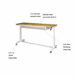 Husky 72 in. 2-Drawers Adjustable Height Work Table in White 20 Husky 72 in. 2-Drawers Adjustable Height Work Table in White -Tools Sales husky workbenches holt7202bj2 a0 1000