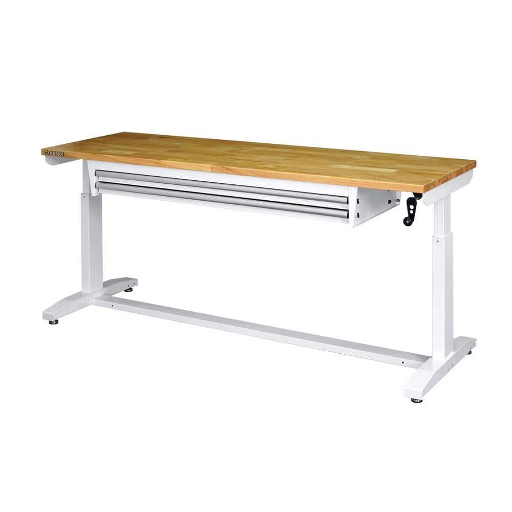 Husky 72 in. 2-Drawers Adjustable Height Work Table in White 10 Husky 72 in. 2-Drawers Adjustable Height Work Table in White - Image 8