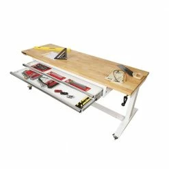 Husky 72 in. 2-Drawers Adjustable Height Work Table in White 30 Husky 72 in. 2-Drawers Adjustable Height Work Table in White -Tools Sales husky workbenches holt7202bj2 d4 1000