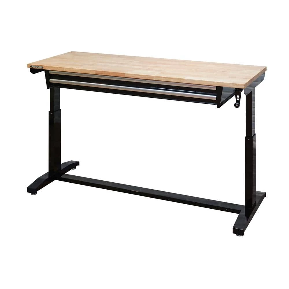 Husky 62 in. Adjustable Height Workbench Table with 2-Drawers in Black 7 Husky 62 in. Adjustable Height Workbench Table with 2-Drawers in Black - Image 5