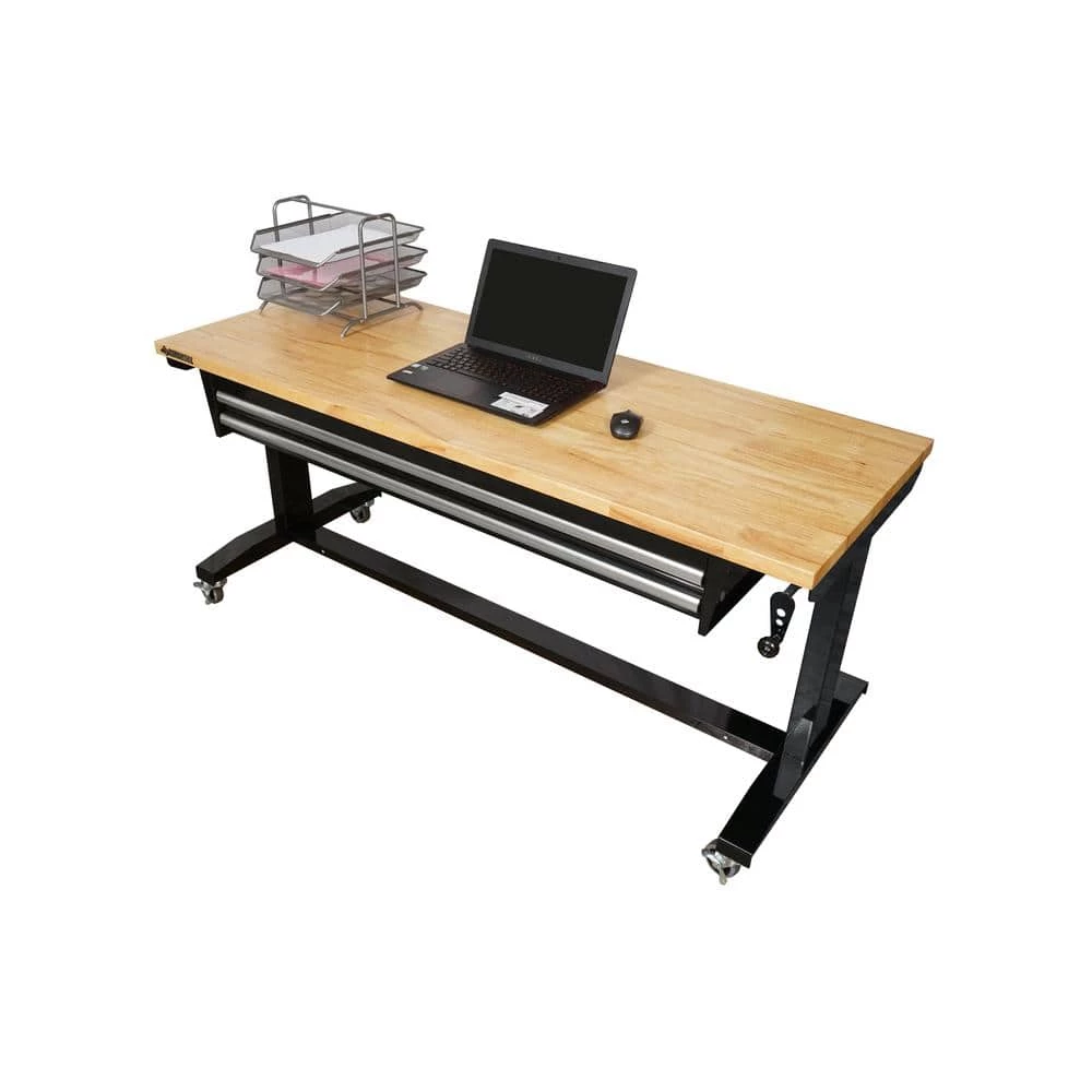 Husky 62 in. Adjustable Height Workbench Table with 2-Drawers in Black 4 Husky 62 in. Adjustable Height Workbench Table with 2-Drawers in Black - Image 2