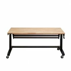 Husky 72 in. Adjustable Height Workbench Table with 2-Drawers in Black -Tools Sales husky workbenches hotl7202b12 1f 1000