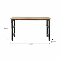 Husky 6 ft. Adjustable Height Solid Wood Top Workbench in Black for Heavy Duty Welded Steel Garage Storage System -Tools Sales husky workbenches htc1000004 76 1000