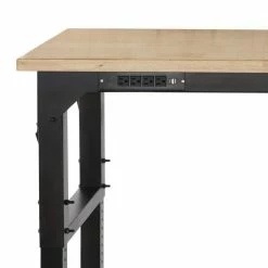 Husky 6 ft. Adjustable Height Solid Wood Top Workbench in Black for Heavy Duty Welded Steel Garage Storage System -Tools Sales husky workbenches htc1000004 77 1000