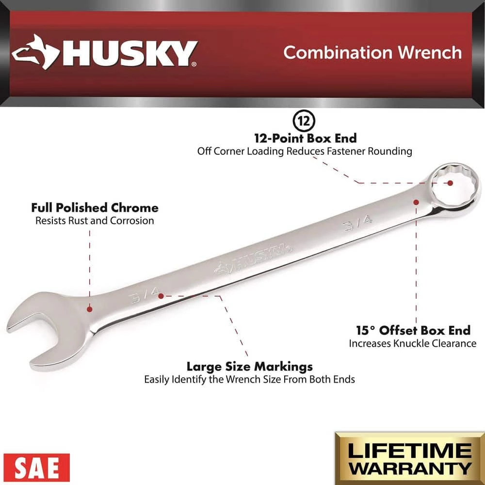 Husky SAE/MM Combination Wrench Set (24-Piece) 6 Husky SAE/MM Combination Wrench Set (24-Piece) - Image 4