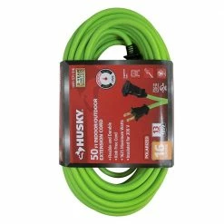 Husky 50 ft. 16/2 Indoor/Outdoor Extension Cord, Green -Tools Sales lime green husky general purpose cords hw16250hlg 40 1000