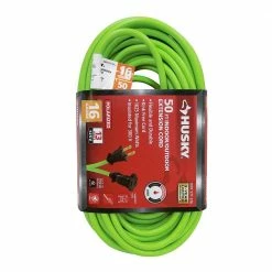 Husky 50 ft. 16/2 Indoor/Outdoor Extension Cord, Green -Tools Sales lime green husky general purpose cords hw16250hlg c3 1000