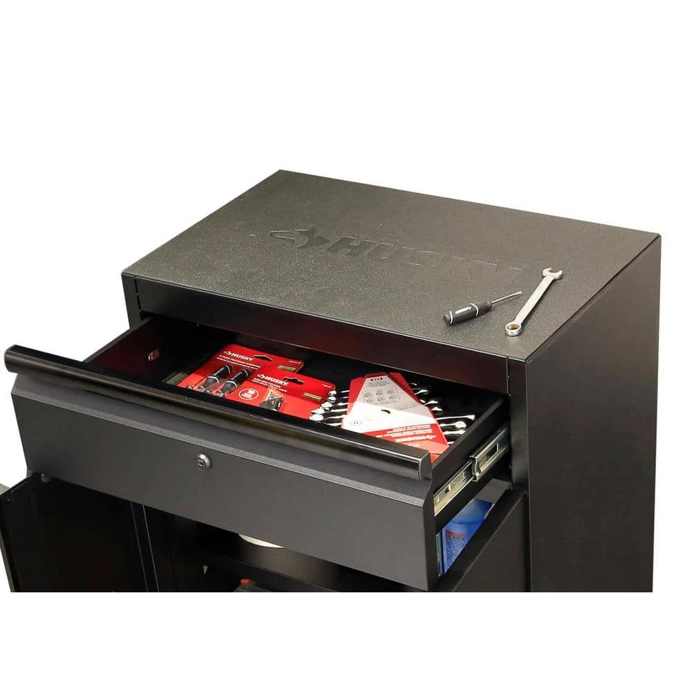 Husky Regular Duty Welded 24-Gauge Steel 1-Drawer 2-Door Garage Base Cabinet in Black (24 in. W x 33 in. H x 16 in. D) 13 Husky Regular Duty Welded 24-Gauge Steel 1-Drawer 2-Door Garage Base Cabinet in Black (24 in. W x 33 in. H x 16 in. D) - Image 11