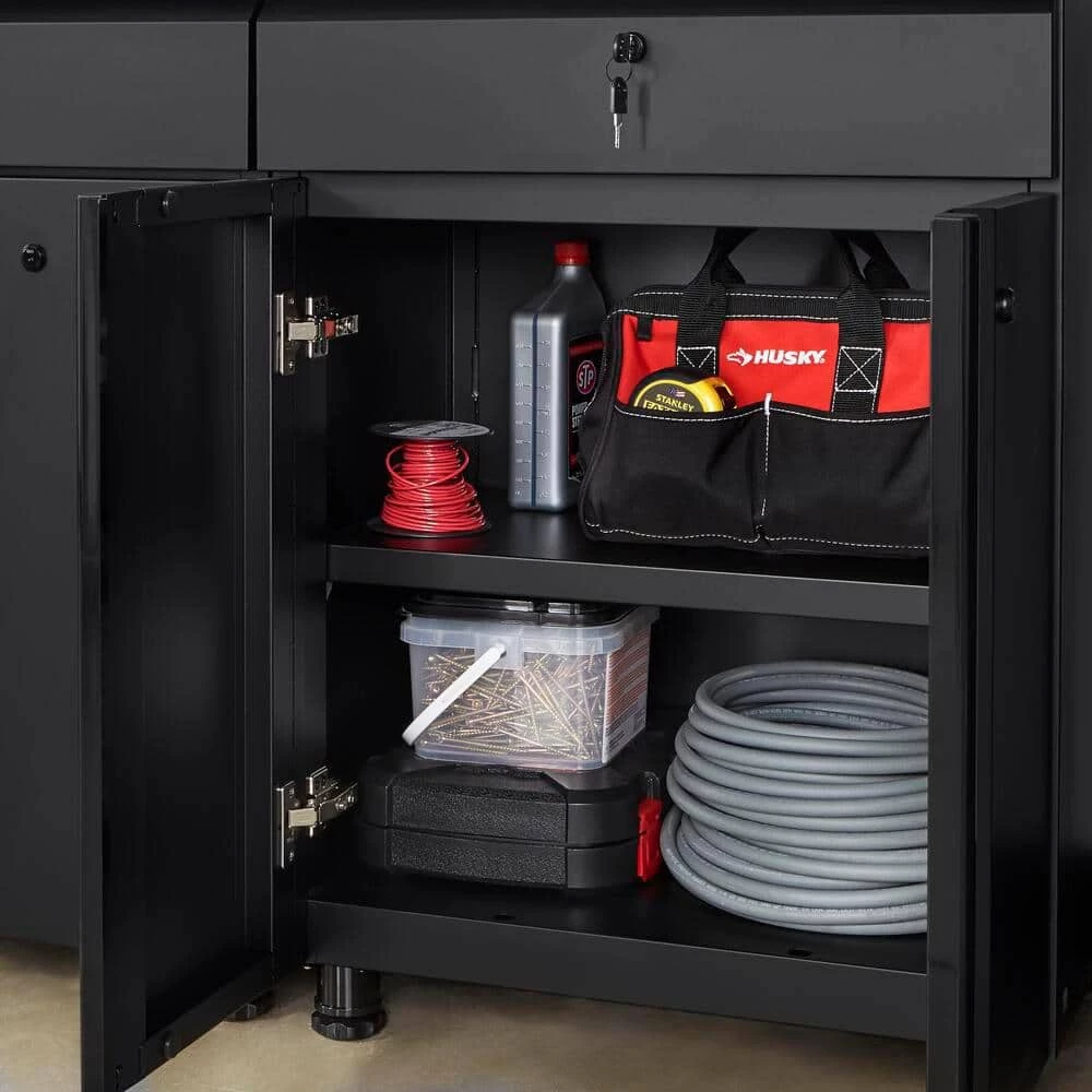 Husky Regular Duty Welded 24-Gauge Steel 1-Drawer 2-Door Garage Base Cabinet in Black (24 in. W x 33 in. H x 16 in. D) 9 Husky Regular Duty Welded 24-Gauge Steel 1-Drawer 2-Door Garage Base Cabinet in Black (24 in. W x 33 in. H x 16 in. D) - Image 7