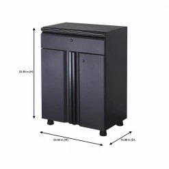 Husky Regular Duty Welded 24-Gauge Steel 1-Drawer 2-Door Garage Base Cabinet in Black (24 in. W x 33 in. H x 16 in. D) 18 Husky Regular Duty Welded 24-Gauge Steel 1-Drawer 2-Door Garage Base Cabinet in Black (24 in. W x 33 in. H x 16 in. D) -Tools Sales matte black powder coating husky free standing cabinets g2401b us a0 1000