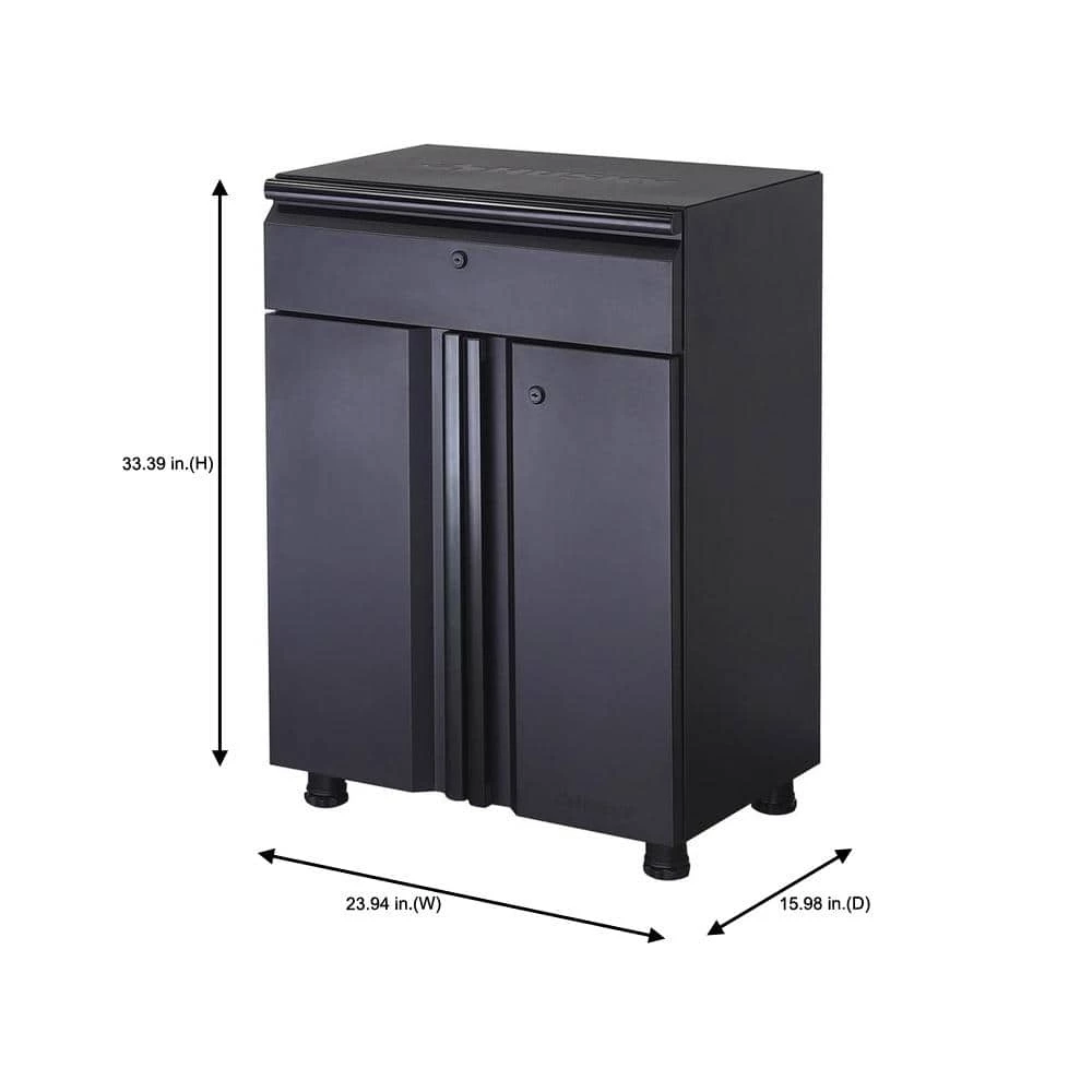 Husky Regular Duty Welded 24-Gauge Steel 1-Drawer 2-Door Garage Base Cabinet in Black (24 in. W x 33 in. H x 16 in. D) 6 Husky Regular Duty Welded 24-Gauge Steel 1-Drawer 2-Door Garage Base Cabinet in Black (24 in. W x 33 in. H x 16 in. D) - Image 4
