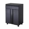 Husky Regular Duty Welded 24-Gauge Steel 1-Drawer 2-Door Garage Base Cabinet in Black (24 in. W x 33 in. H x 16 in. D) -Tools Sales matte black powder coating husky free standing cabinets h24bc1drw 64 1000