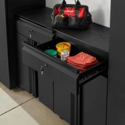 Husky Regular Duty Welded 24-Gauge Steel 1-Drawer 2-Door Garage Base Cabinet in Black (24 in. W x 33 in. H x 16 in. D) -Tools Sales matte black powder coating husky free standing cabinets h24bc1drw 66 1000