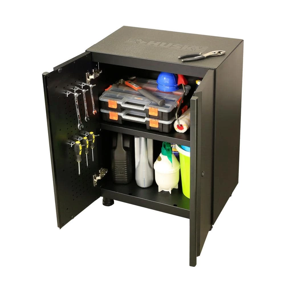 Husky Regular Duty Welded 24-Gauge Steel 2-Door Garage Base Cabinet in Black (24 in. W x 33 in. H x 16 in. D) 7 Husky Regular Duty Welded 24-Gauge Steel 2-Door Garage Base Cabinet in Black (24 in. W x 33 in. H x 16 in. D) - Image 5