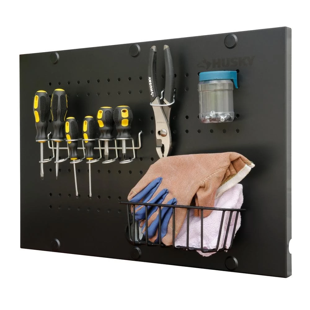 Husky 2-Pack Steel Pegboard Set in Black (24 in. W x 16 in. H) for Regular Duty Welded Steel Garage Storage System 4 Husky 2-Pack Steel Pegboard Set in Black (24 in. W x 16 in. H) for Regular Duty Welded Steel Garage Storage System - Image 2