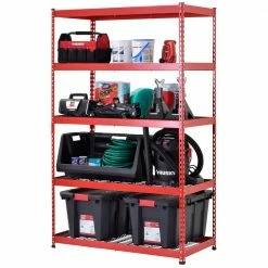 Husky 5-Tier Heavy Duty Steel Garage Storage Shelving Unit in Red (48 in. W x 78 in. H x 24 in. D)