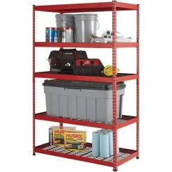 Husky 5-Tier Heavy Duty Steel Garage Storage Shelving Unit in Red (48 in. W x 78 in. H x 24 in. D) -Tools Sales red black husky freestanding shelving units mr482478w5 r 77 1000