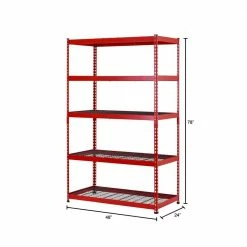 Husky 5-Tier Heavy Duty Steel Garage Storage Shelving Unit in Red (48 in. W x 78 in. H x 24 in. D) -Tools Sales red black husky freestanding shelving units mr482478w5 r a0 1000