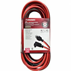 Husky 25 ft. 14/3 Indoor/Outdoor Extension Cord, Red and Black