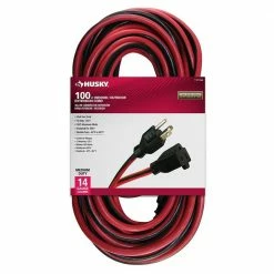 Husky 100 ft. 14/3 Indoor/Outdoor Extension Cord, Red and Black