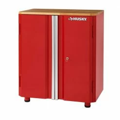 Husky Ready-to-Assemble 24-Gauge Steel 2-Door Garage Base Cabinet in Red (28 in. W x 32 in. H x 18 in. D)