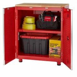 Husky Ready-to-Assemble 24-Gauge Steel 2-Door Garage Base Cabinet in Red (28 in. W x 32 in. H x 18 in. D) 19 Husky Ready-to-Assemble 24-Gauge Steel 2-Door Garage Base Cabinet in Red (28 in. W x 32 in. H x 18 in. D) -Tools Sales red husky free standing cabinets g2802br us 66 1000