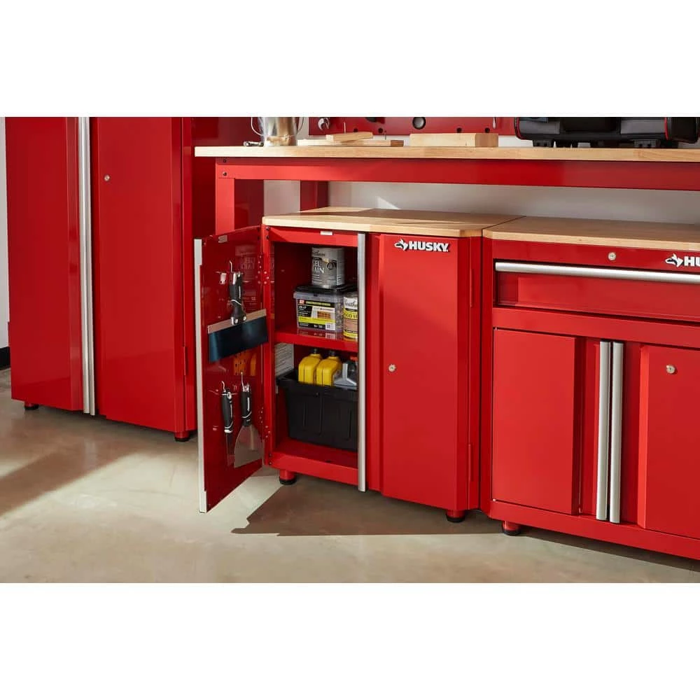 Husky Ready-to-Assemble 24-Gauge Steel 2-Door Garage Base Cabinet in Red (28 in. W x 32 in. H x 18 in. D) 4 Husky Ready-to-Assemble 24-Gauge Steel 2-Door Garage Base Cabinet in Red (28 in. W x 32 in. H x 18 in. D) - Image 2