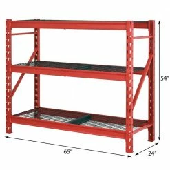 Husky 3-Tier Heavy Duty Industrial Welded Steel Garage Storage Shelving Unit in Red (65 in. W x 54 in. H x 24 in. D) -Tools Sales red husky freestanding shelving units hbr652454w3 r a0 1000